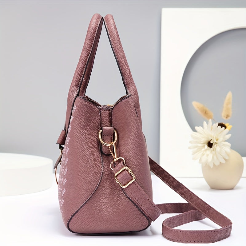 Women's Elegant Tote Bag with Shoulder Strap, Fashionable Crossbody Bag