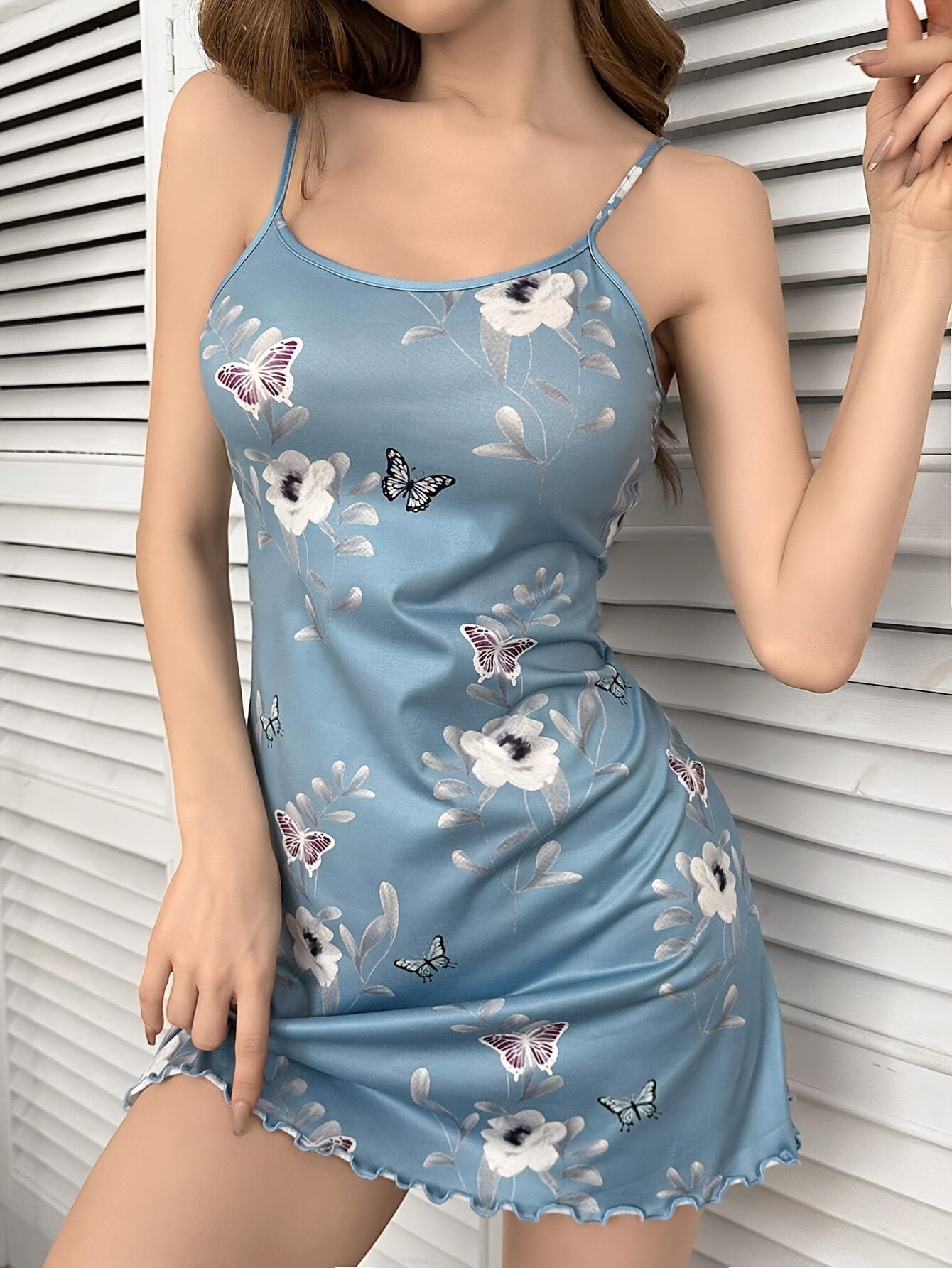 Casual Butterfly Floral Dress, Comfortable Home Wear