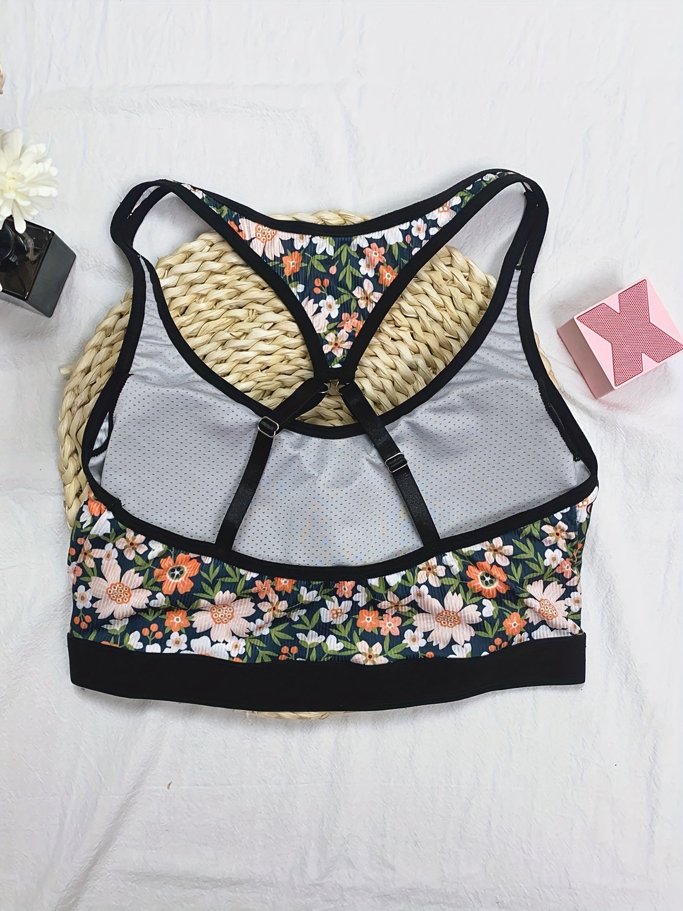 Seamless Floral Print Tank Bra - Sexy Push Up & Comfy