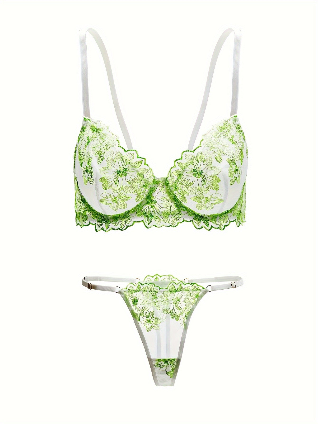 Floral Lingerie Set with Soft Unlined Bra & Hipster Panties