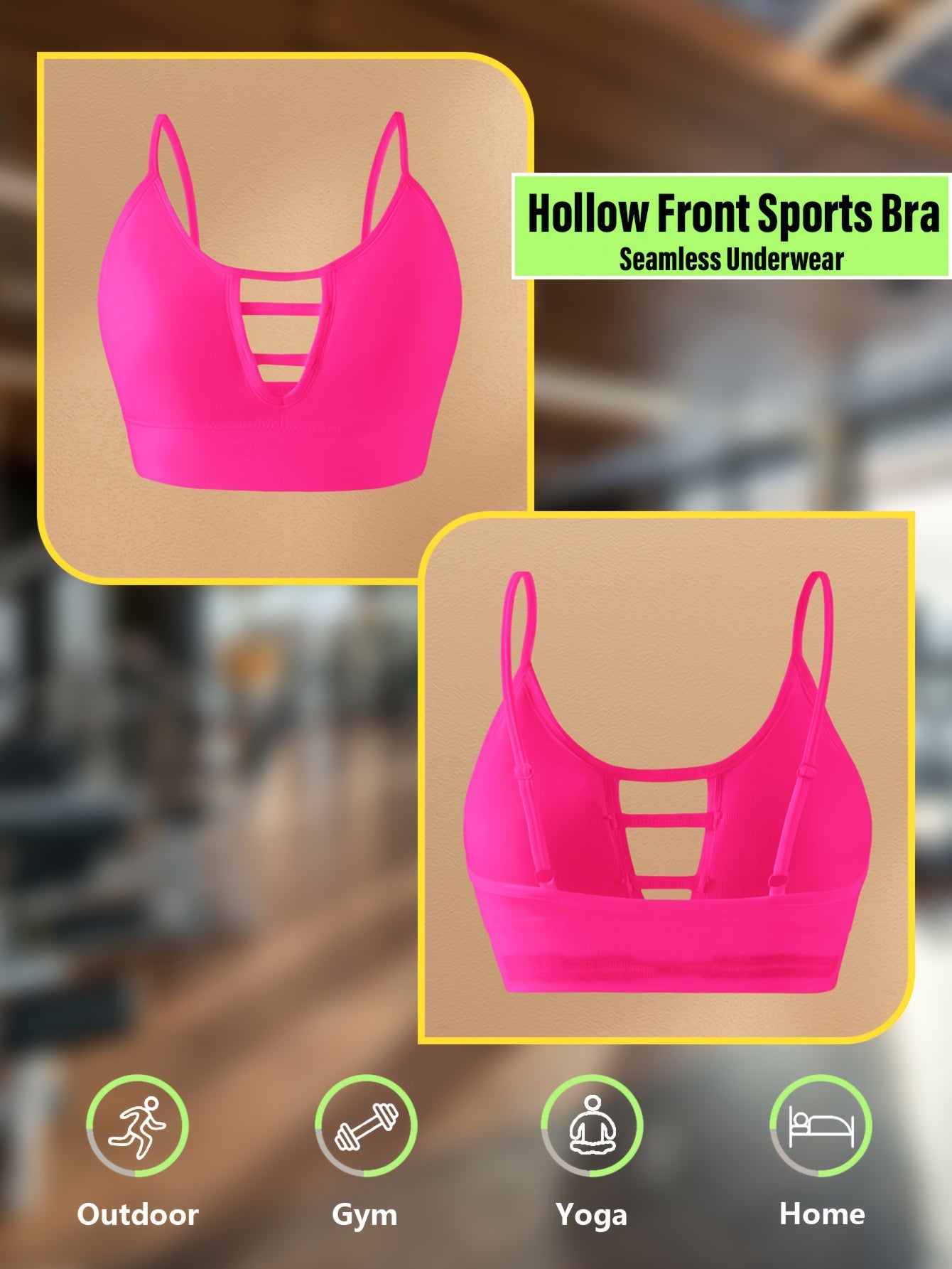 High-Support Seamless Sports Bra with Cut-Out Design