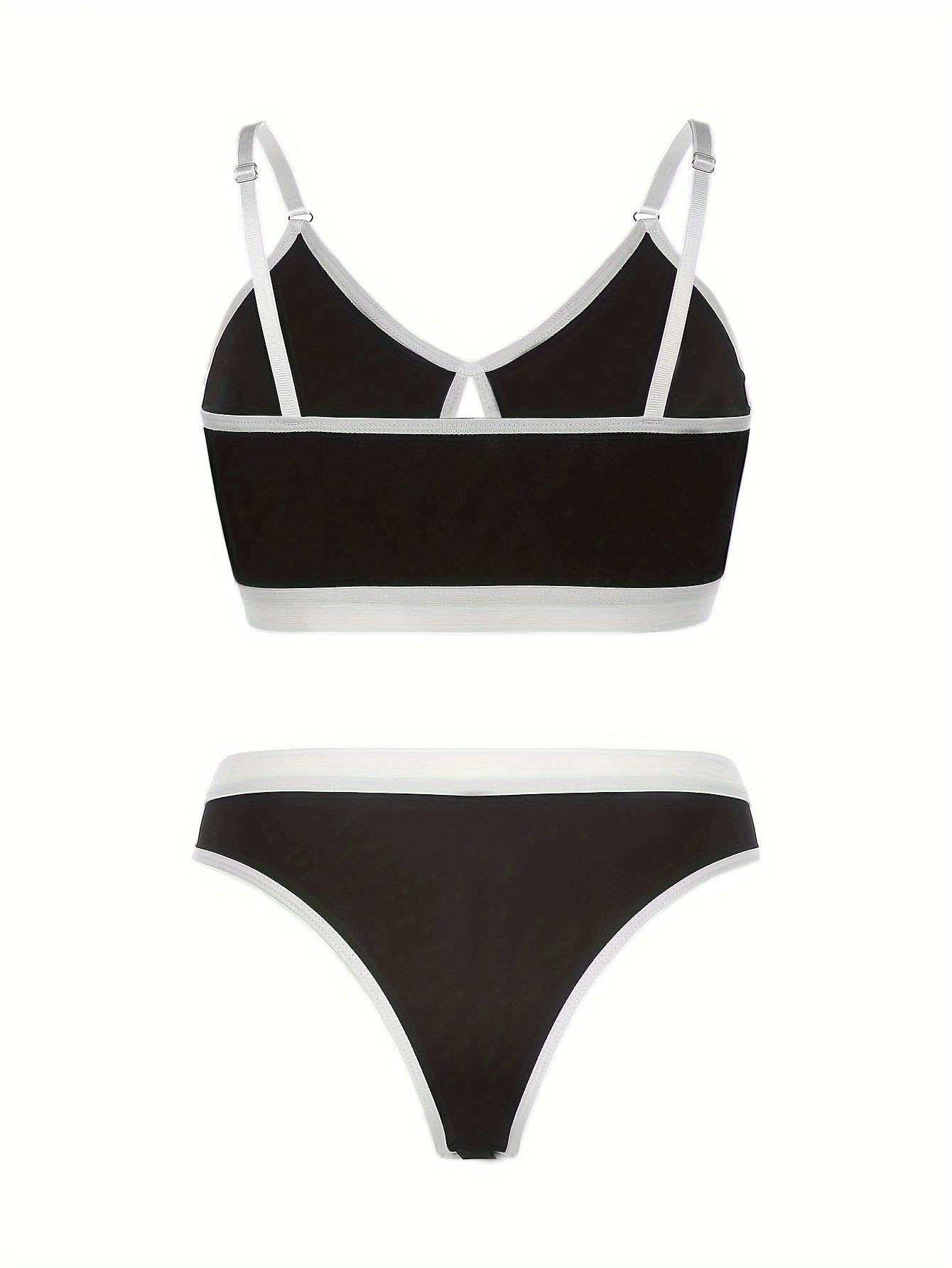 Colorblock Lingerie Set with Contrast Trim & Cut-Out Bra