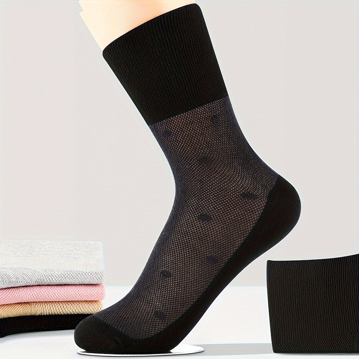 Soft & Breathable Polka Dot Mesh Socks for Women