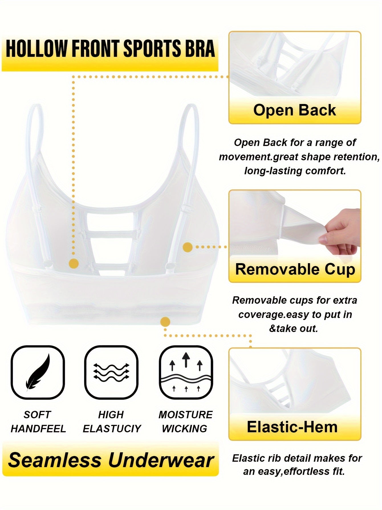 High-Support Seamless Sports Bra with Cut-Out Design