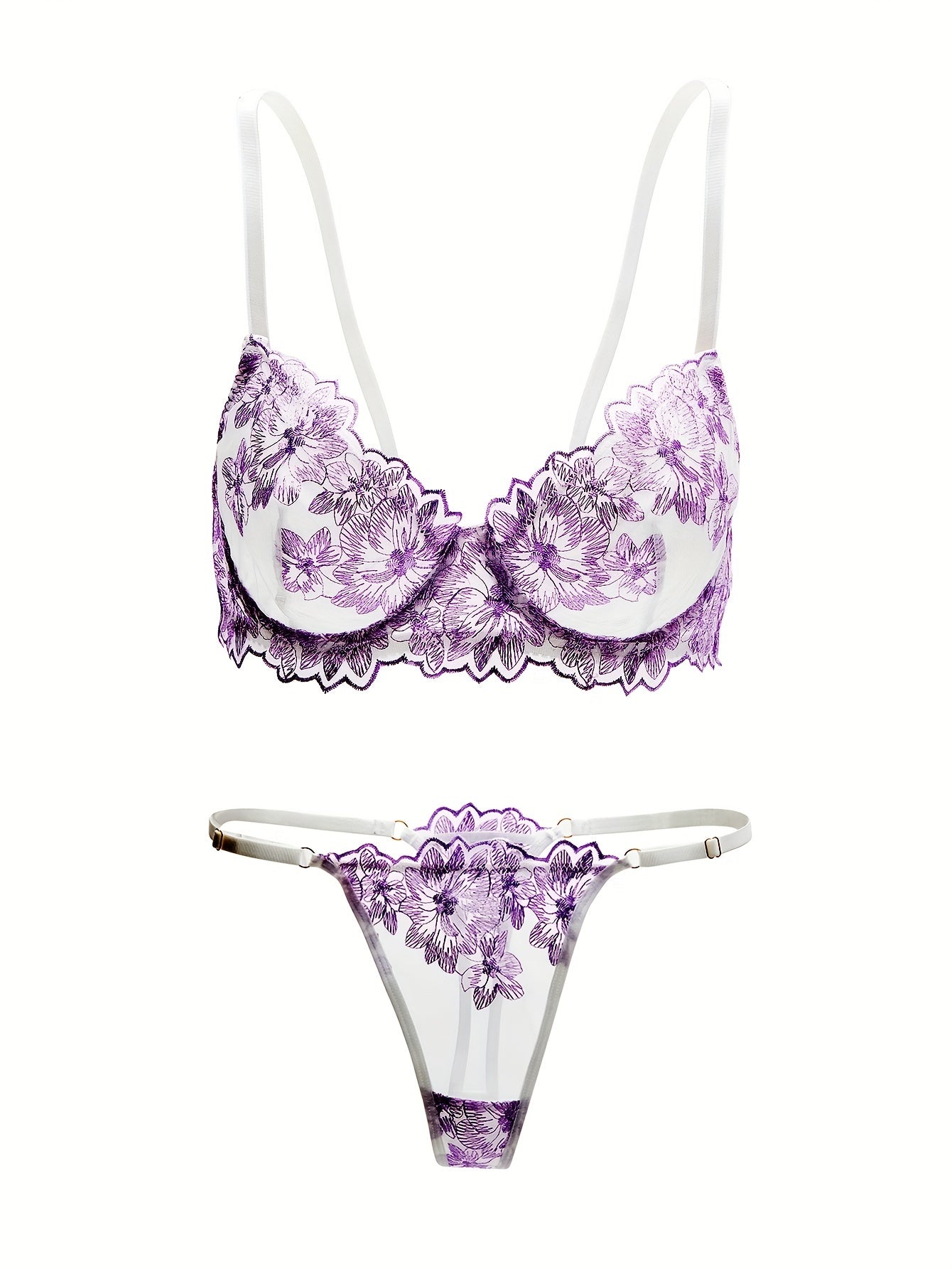 Floral Lingerie Set with Soft Unlined Bra & Hipster Panties