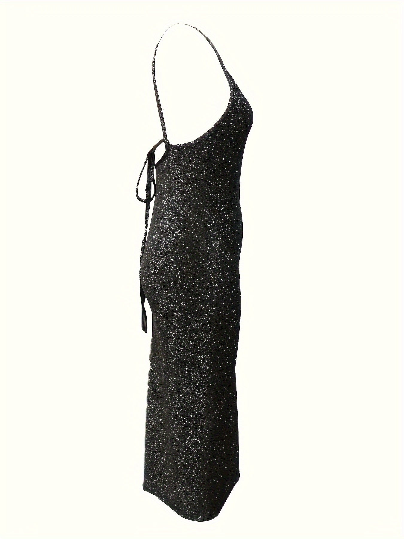 Backless Straight Neck Cami Dress with Split Hem