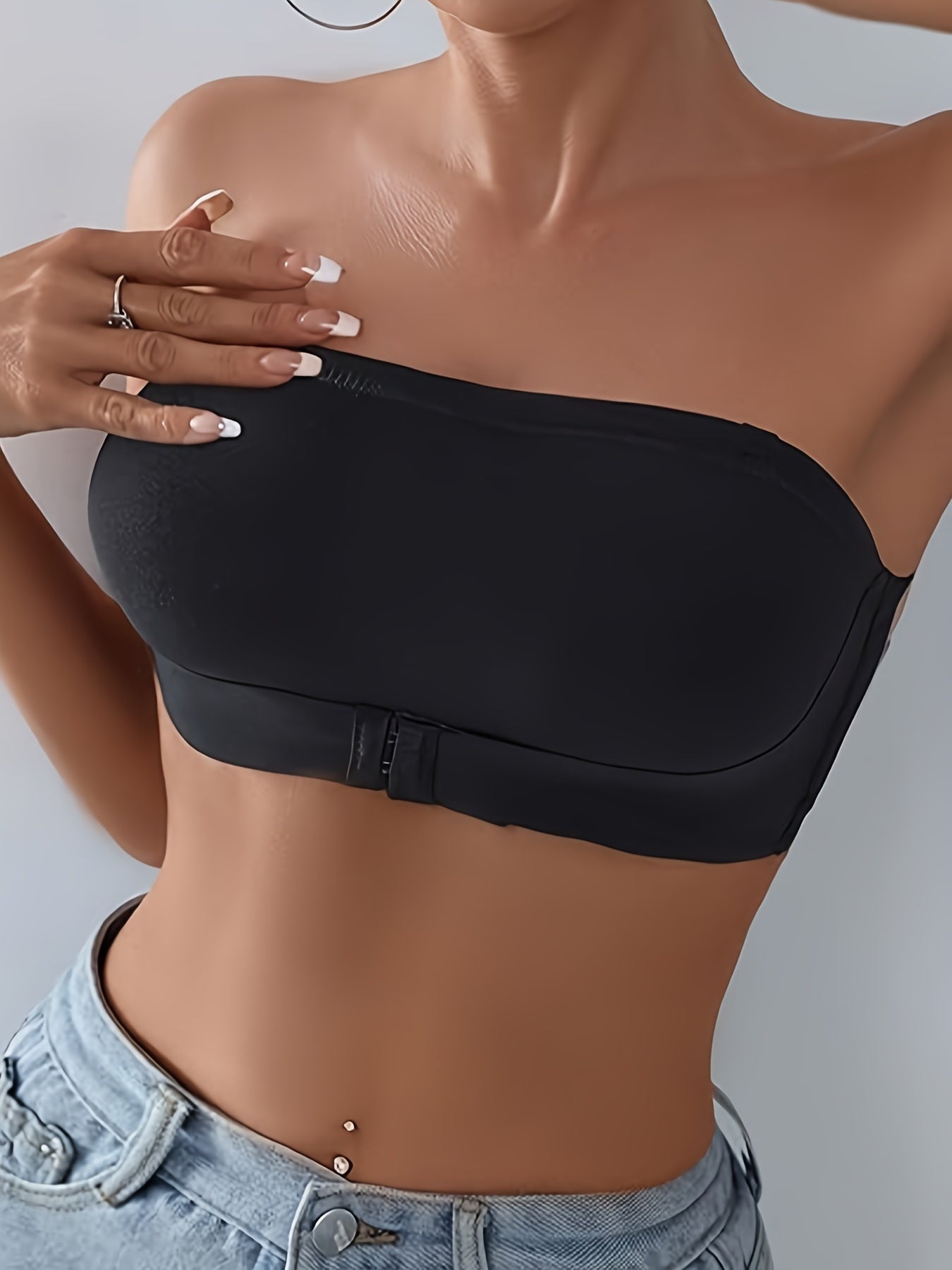 Seamless Strapless Bandeau Bra, Comfortable Non-Slip Design