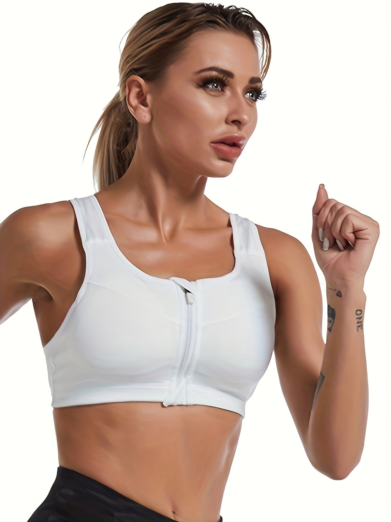 Zipper Wireless Sports Bra - Comfy & Shockproof for Running