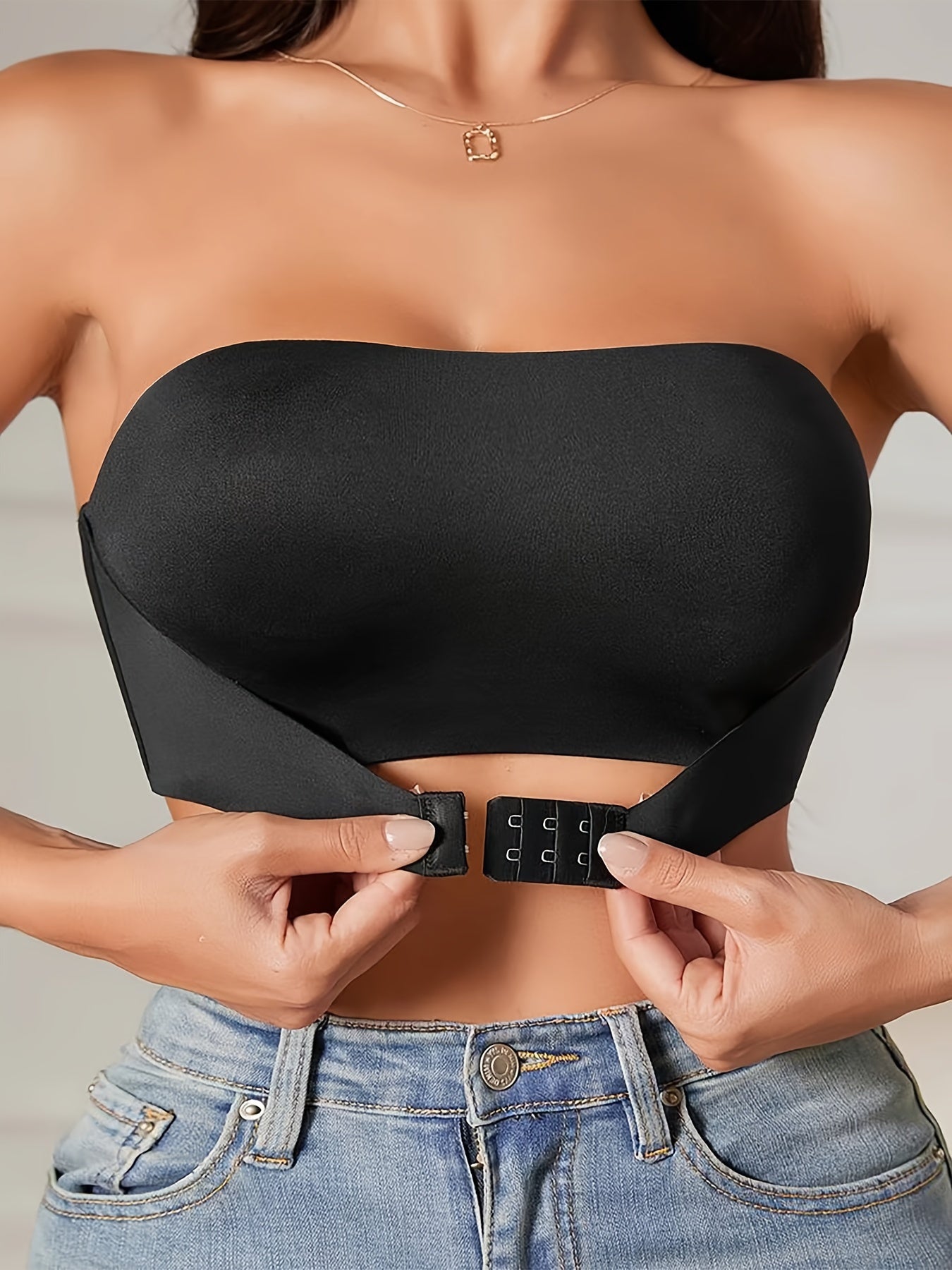 Seamless Strapless Bandeau Bra, Comfortable Non-Slip Design