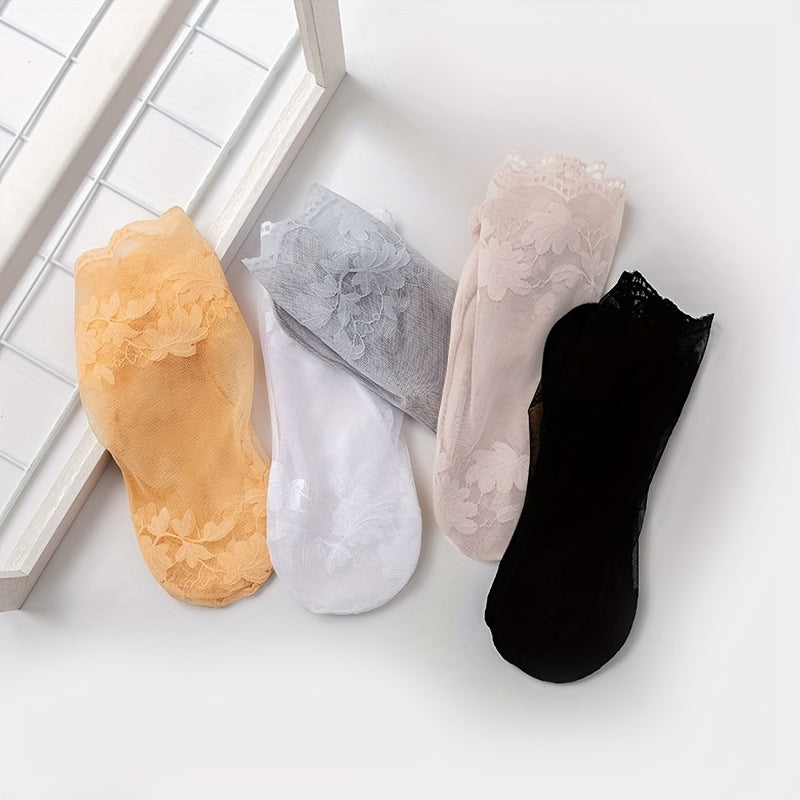 Lightweight & Breathable Sheer Lace Socks for Women