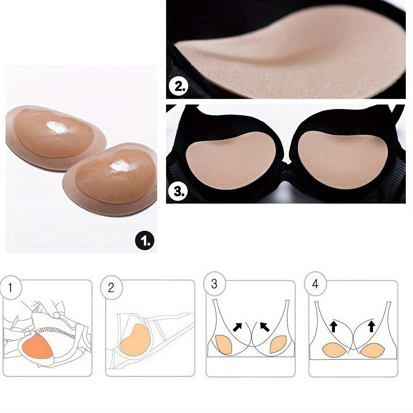 1 Pair Invisible Bra Insert Pads, Soft & Comfy