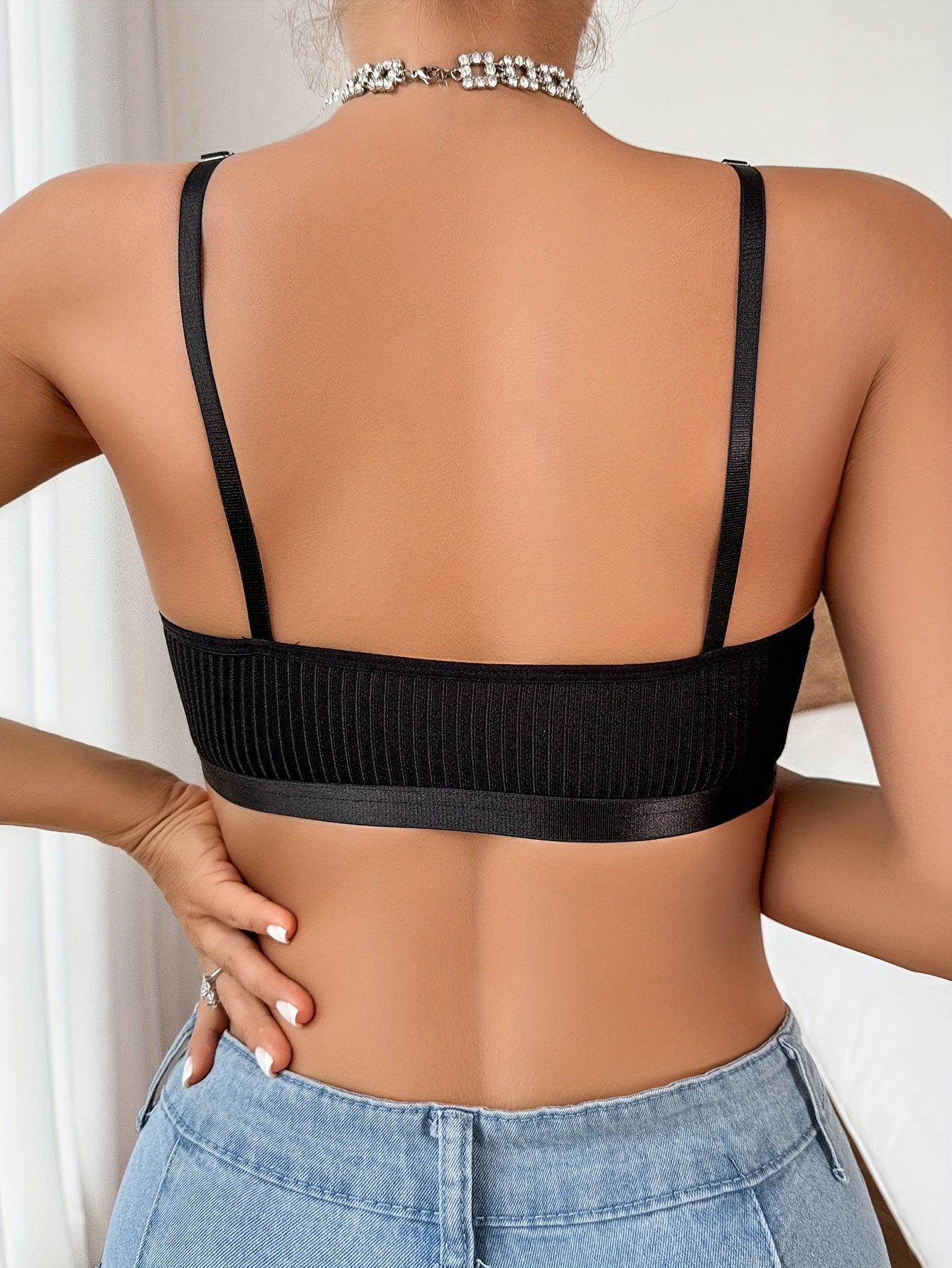 Wireless Bra with Ring Linked Straps, Comfy Push-Up Design