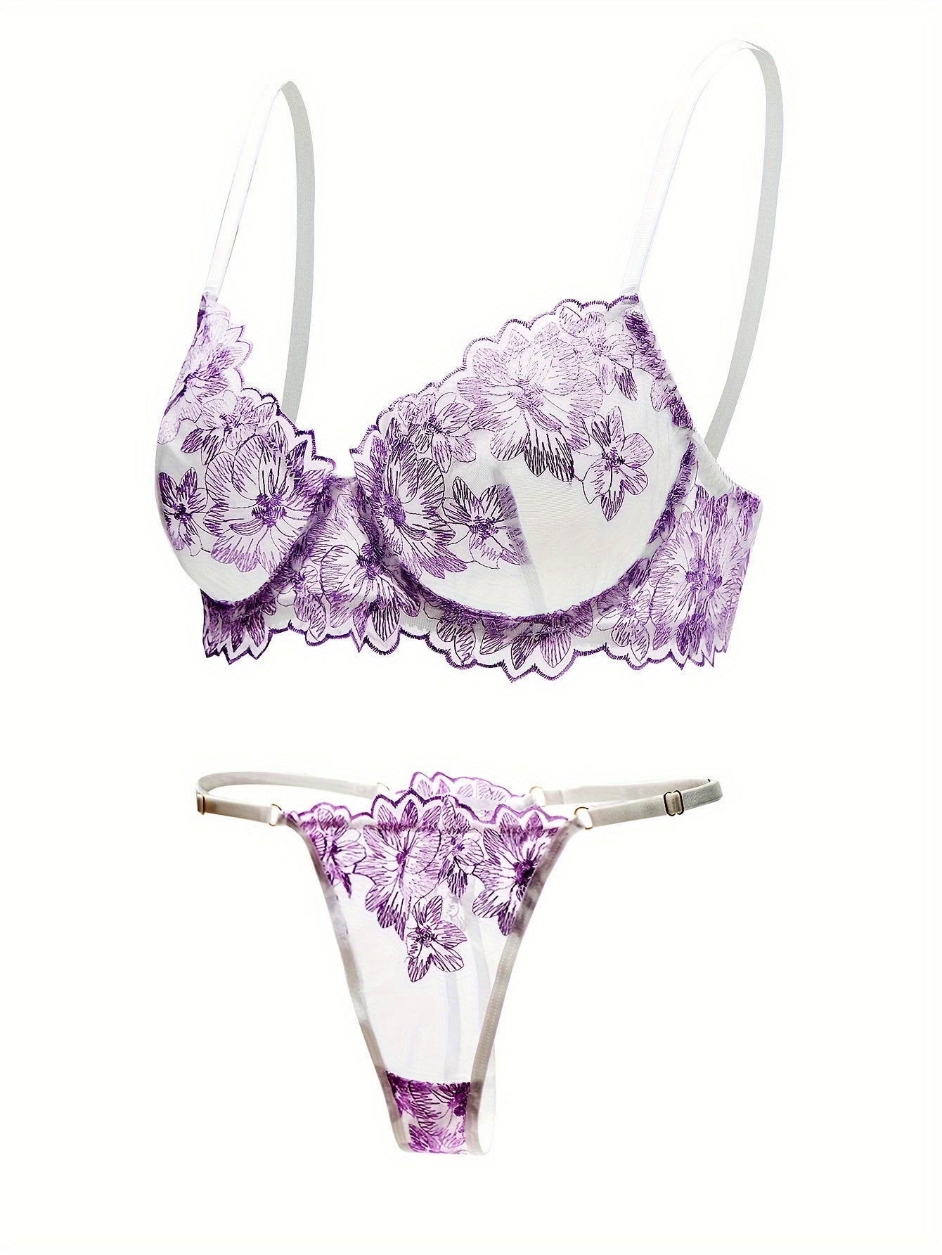 Floral Lingerie Set with Soft Unlined Bra & Hipster Panties