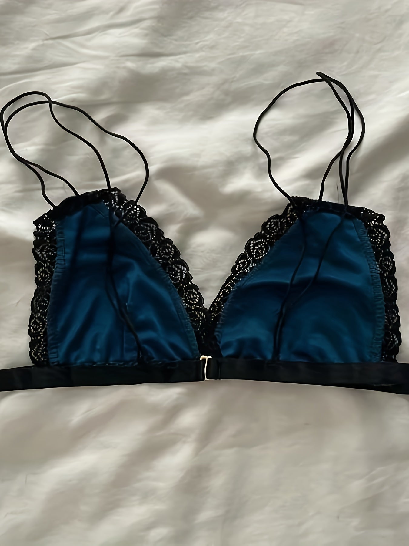 Velvet Lingerie Set with Double Straps Bra & Lace Panties