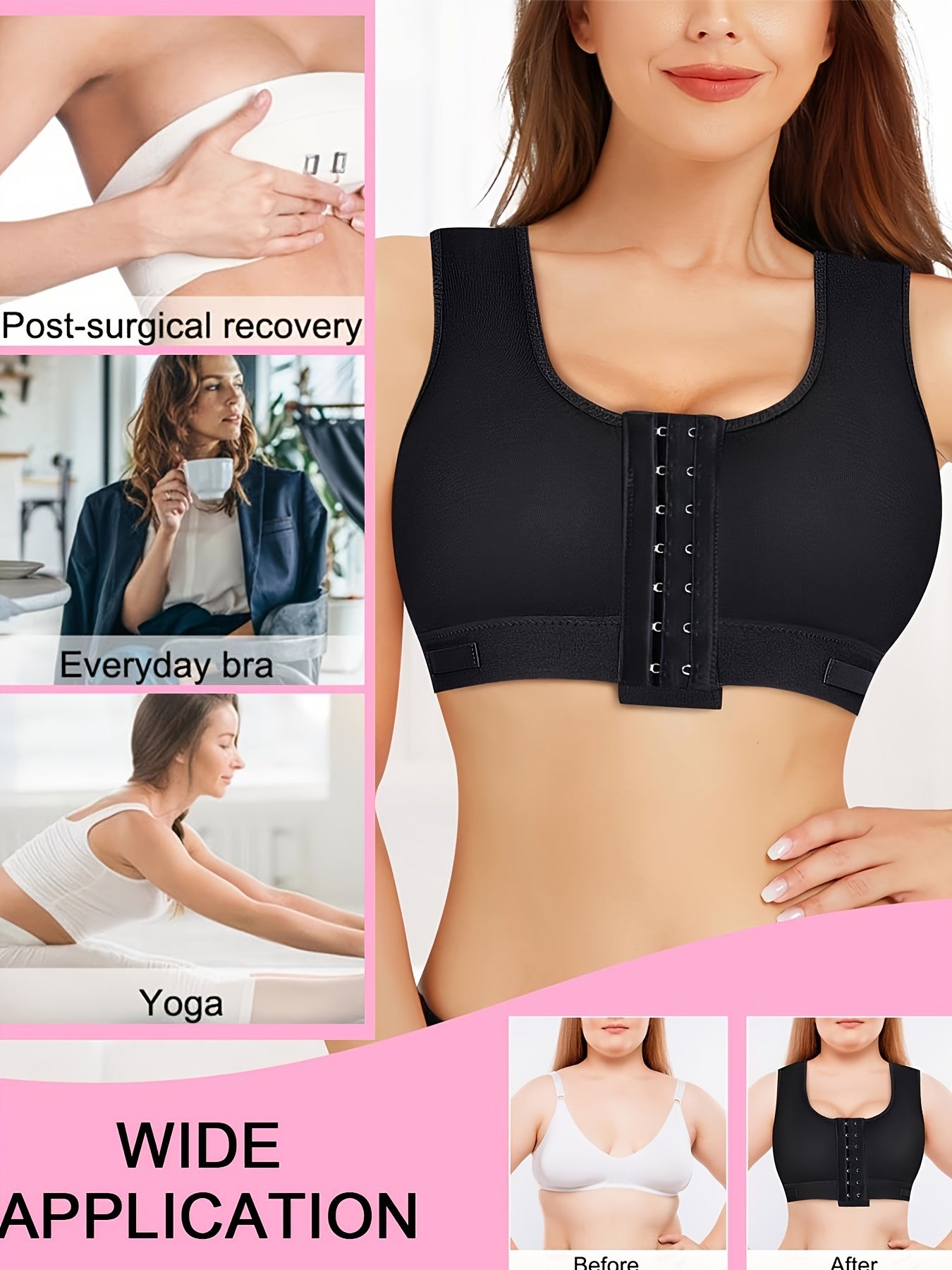 Front Buckle Bra - Comfy & Breathable Racer Back Sports Bra