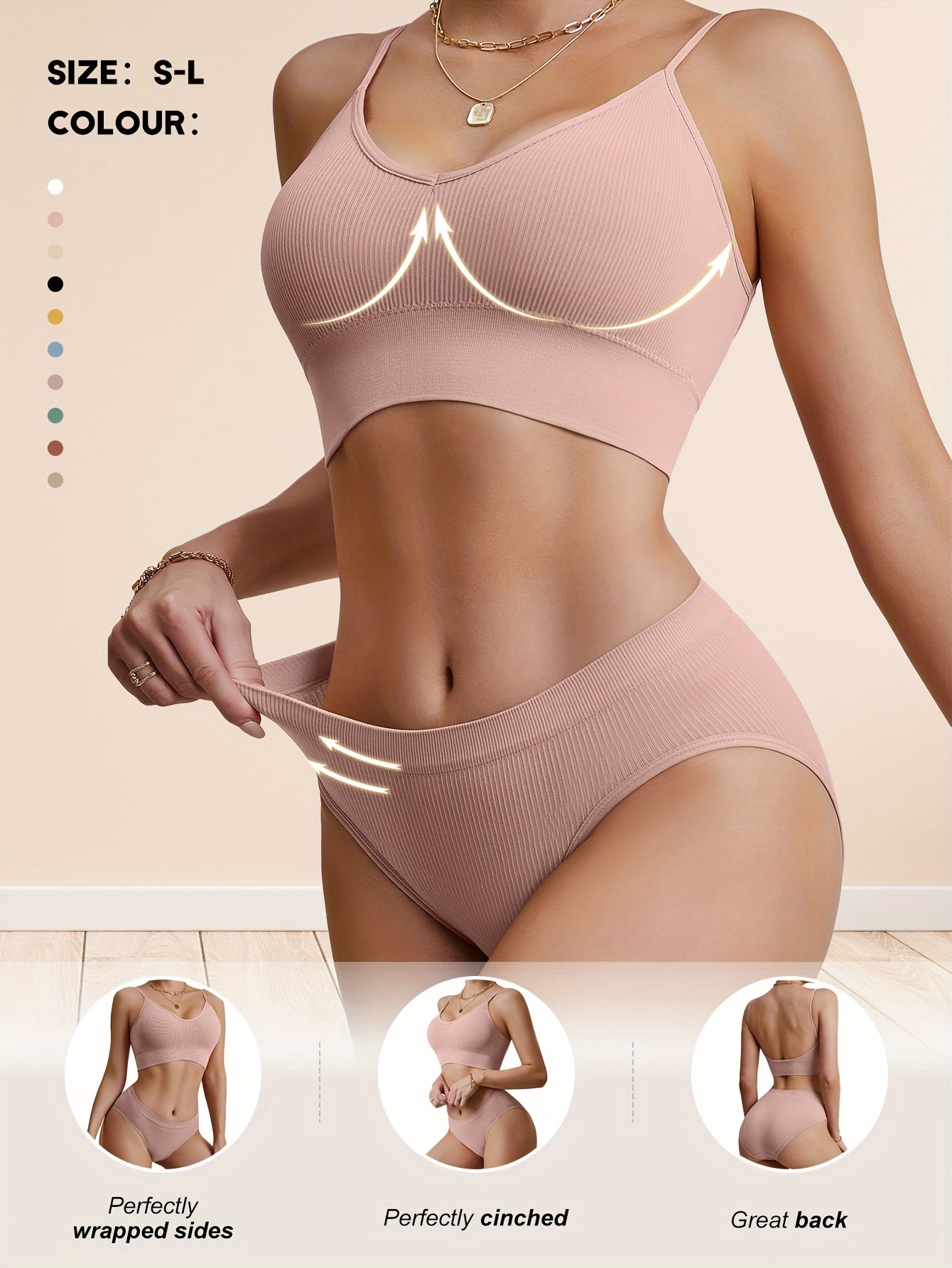 Sexy Wireless Lingerie Set with Solid Cami Bra & Panties