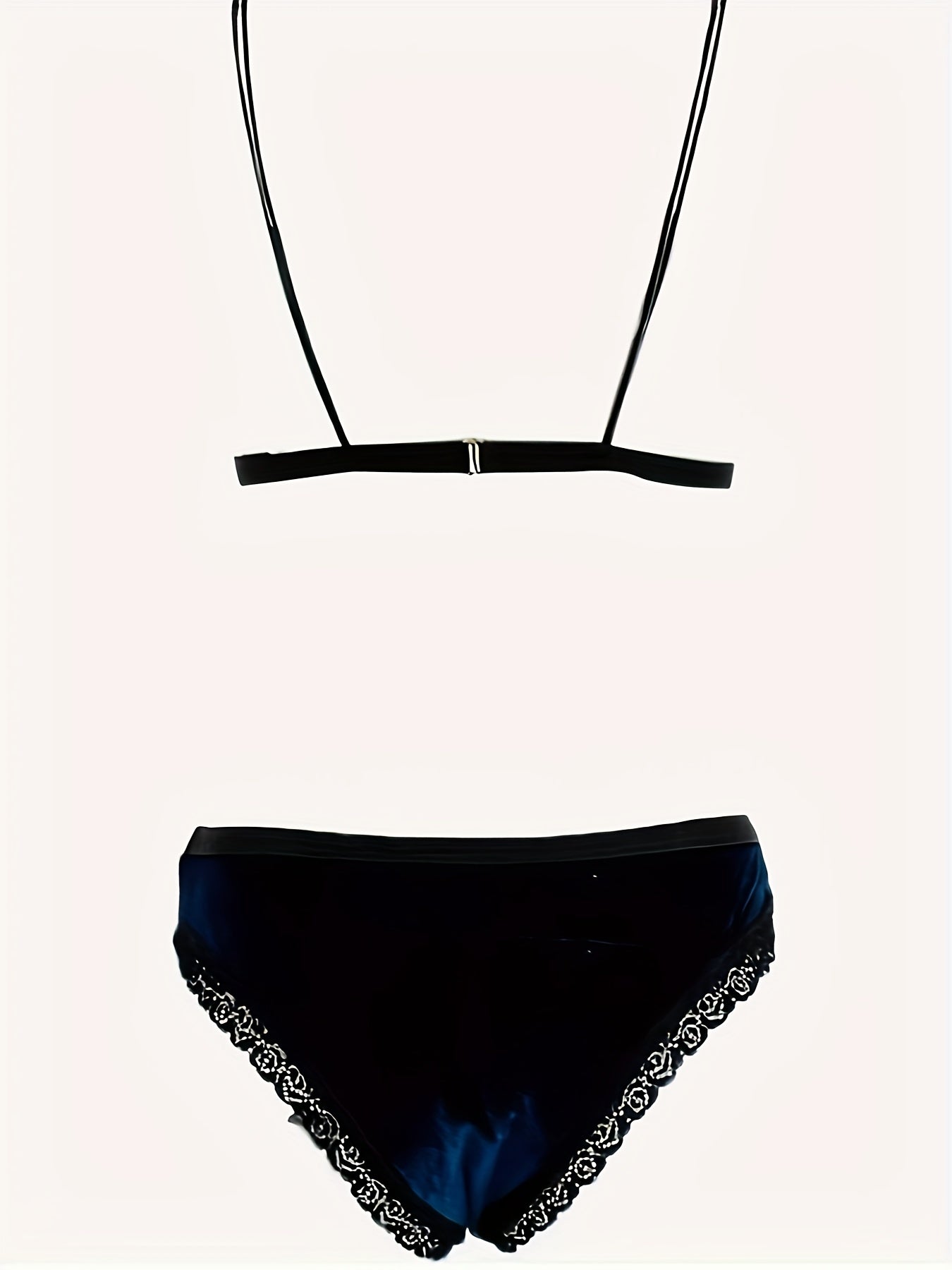 Velvet Lingerie Set with Double Straps Bra & Lace Panties