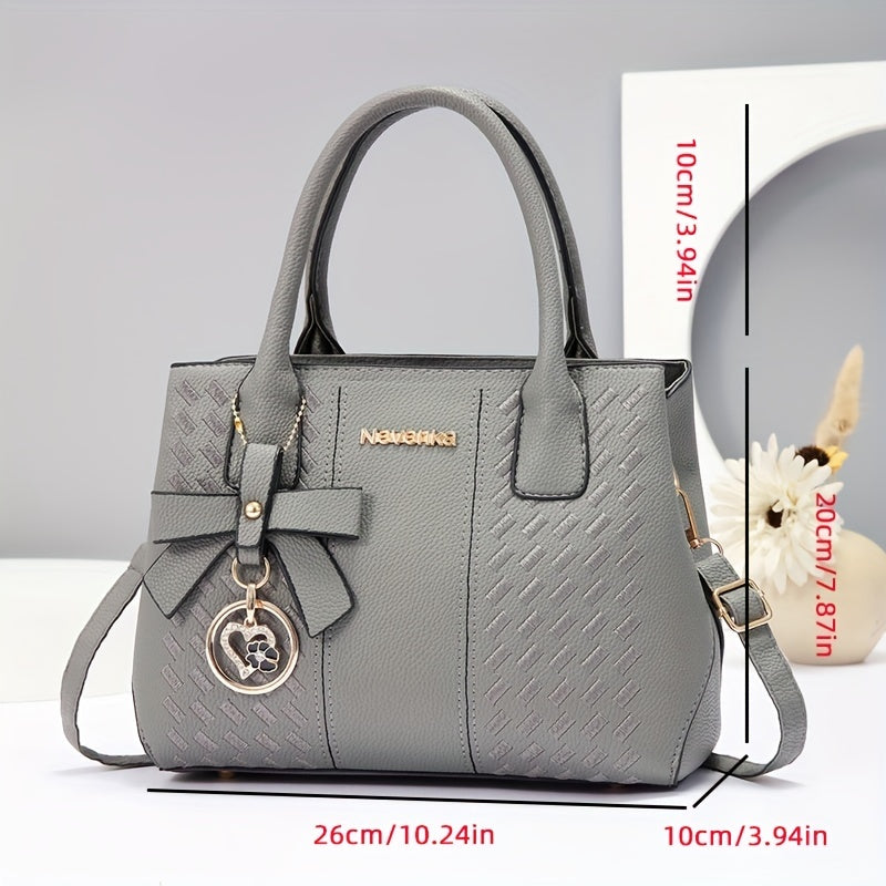 Women's Elegant Tote Bag with Shoulder Strap, Fashionable Crossbody Bag