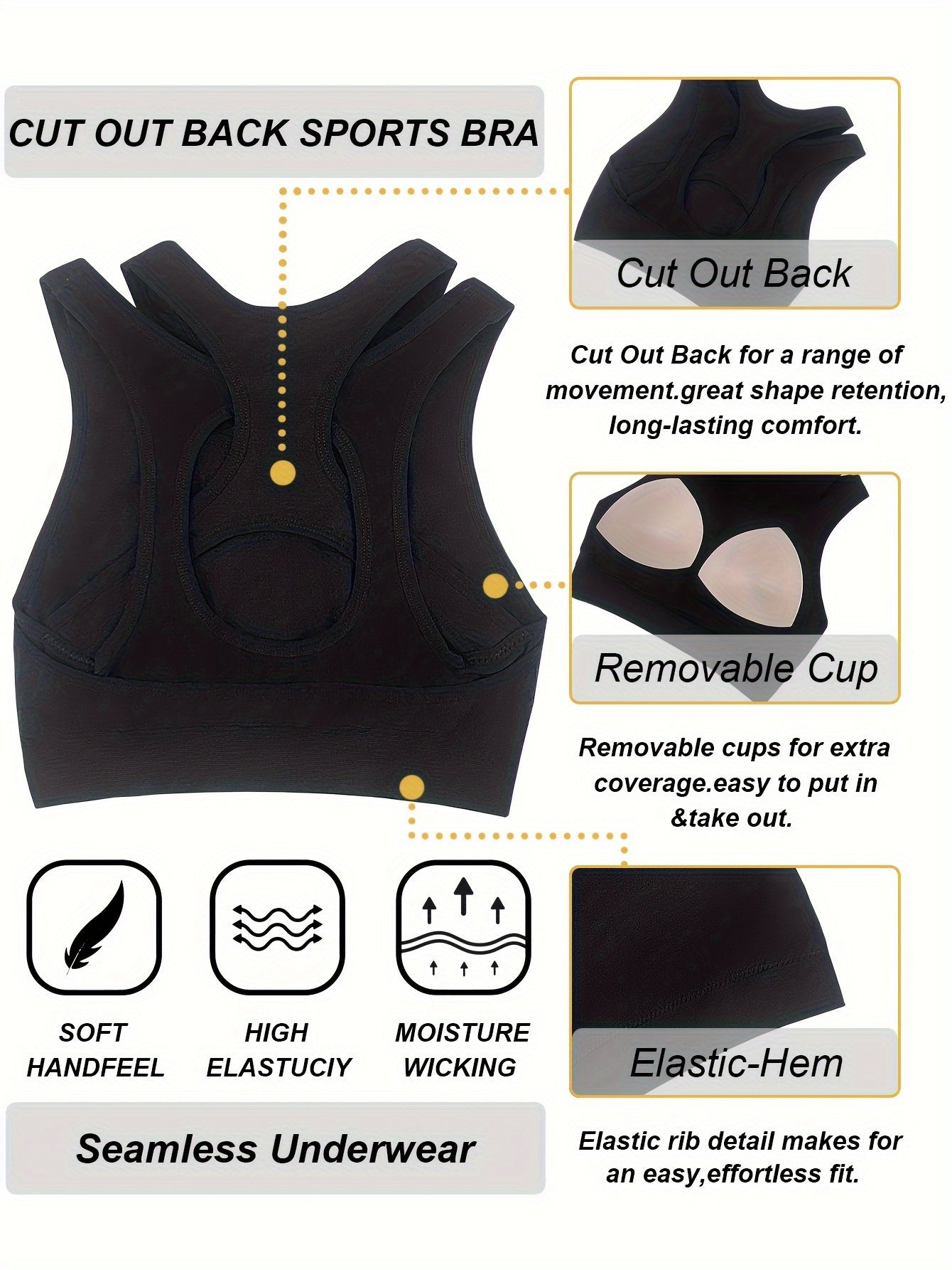 Simple Seamless Sports Bra - Comfy & Breathable Shockproof Design