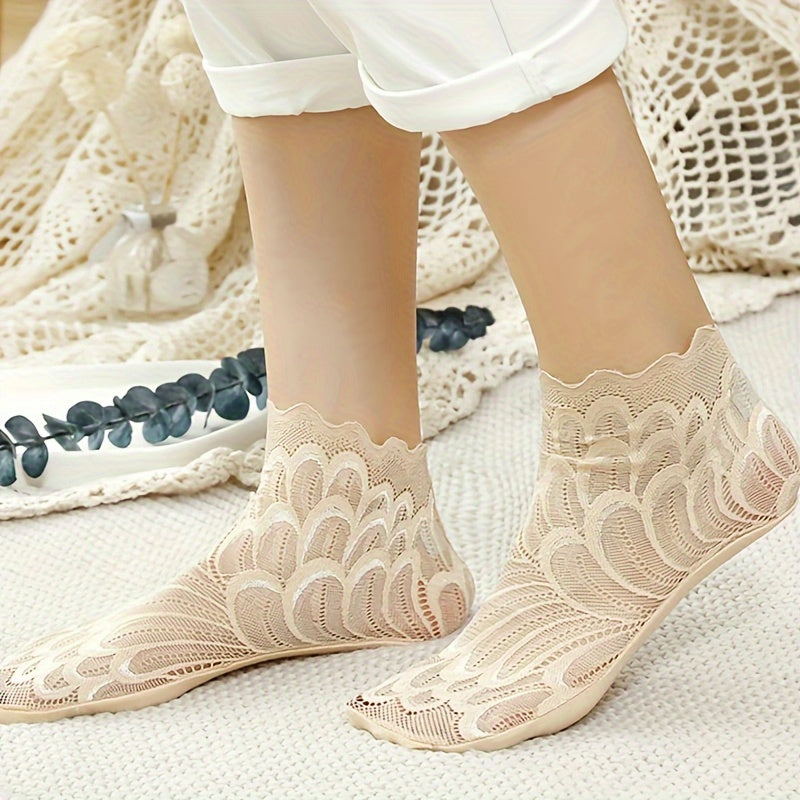 Women's Mesh Floral Lace Socks for Fall & Winter