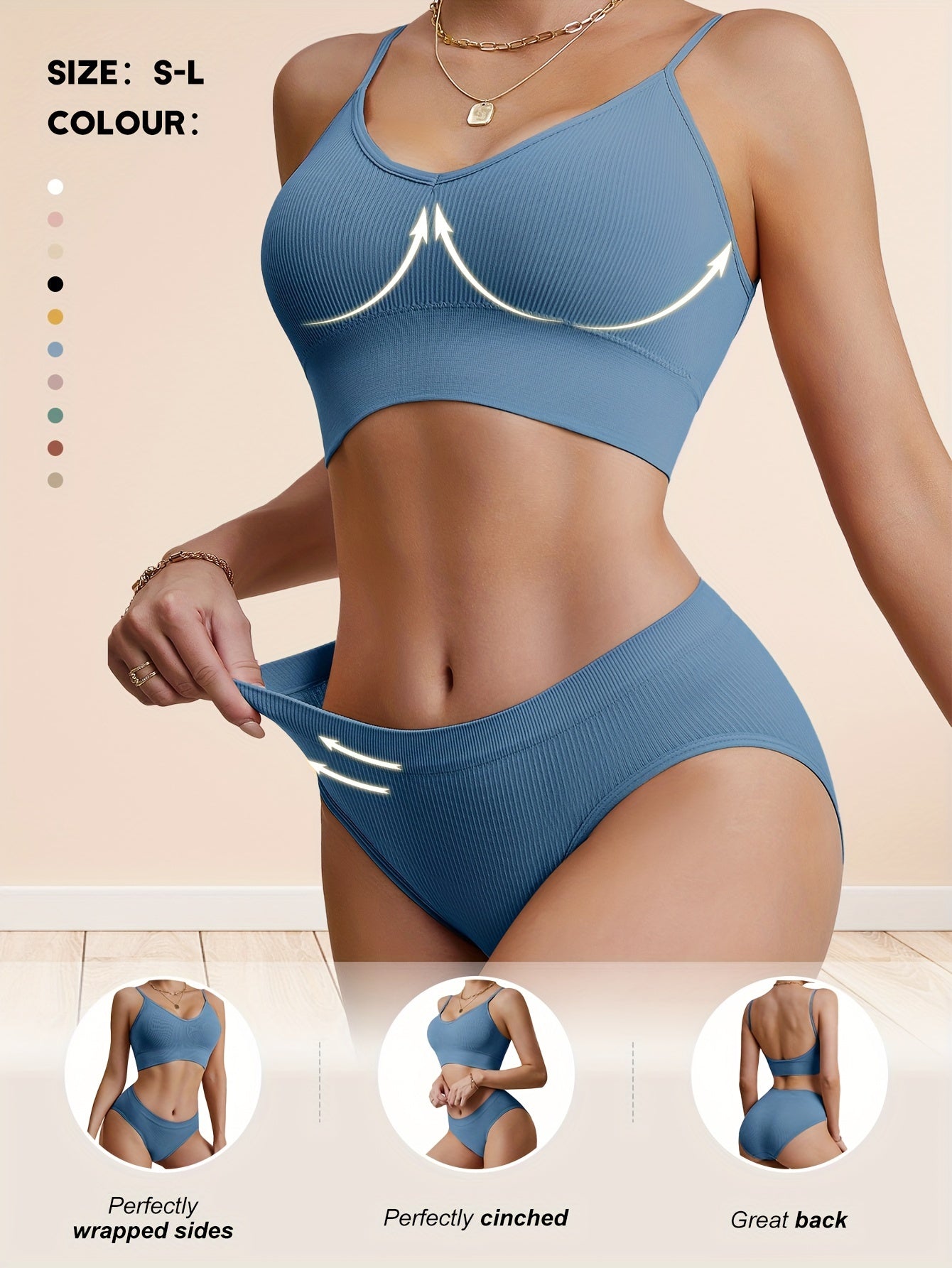 Sexy Wireless Lingerie Set with Solid Cami Bra & Panties