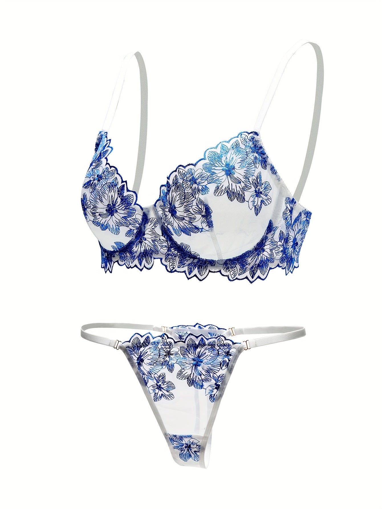 Floral Lingerie Set with Soft Unlined Bra & Hipster Panties