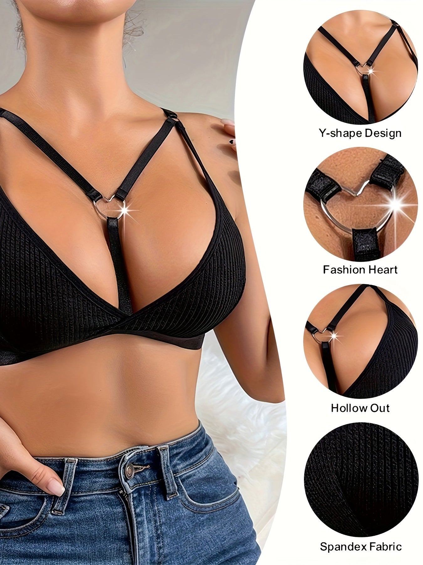 Wireless Cami Bra with Ring Linked Straps