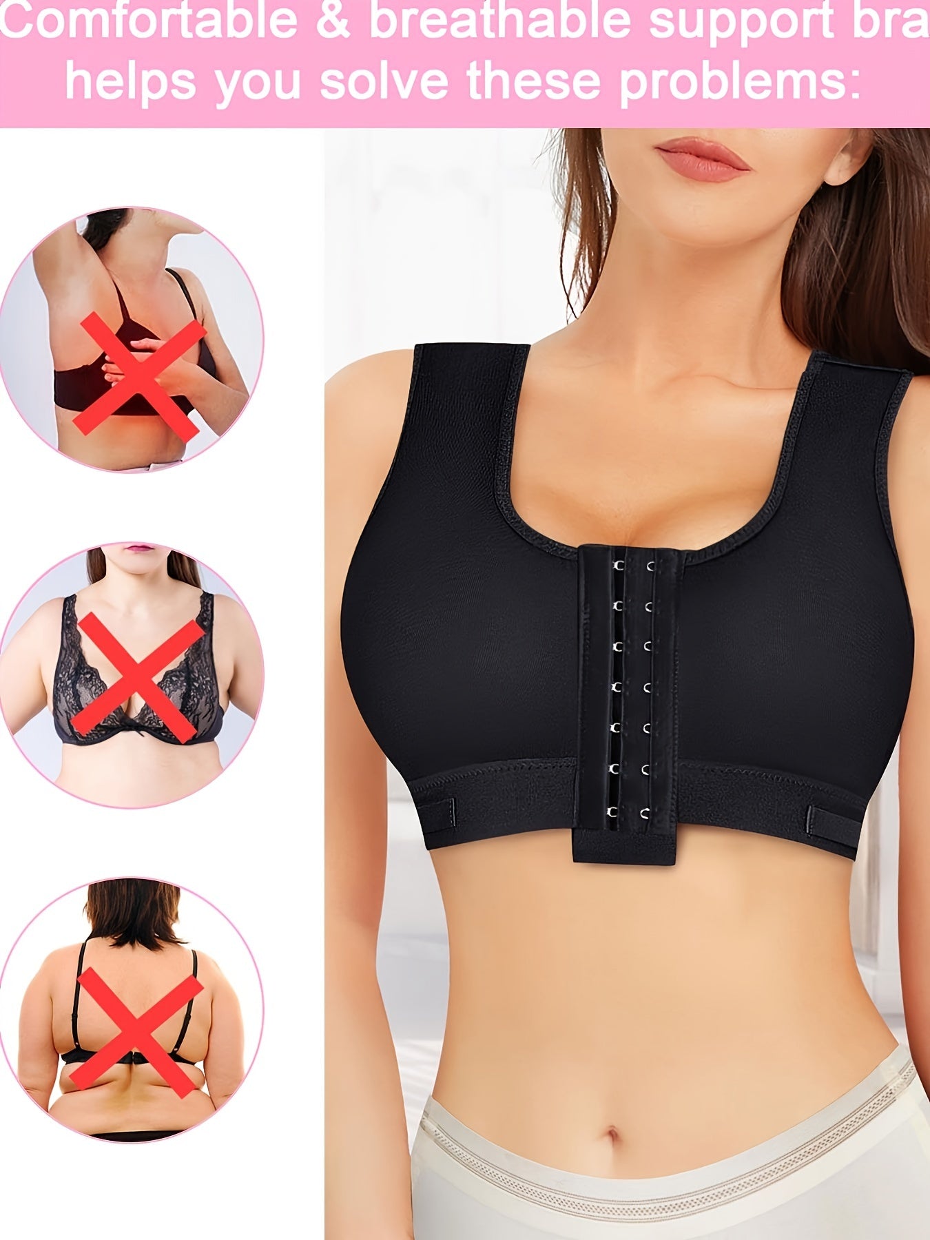 Front Buckle Bra - Comfy & Breathable Racer Back Sports Bra