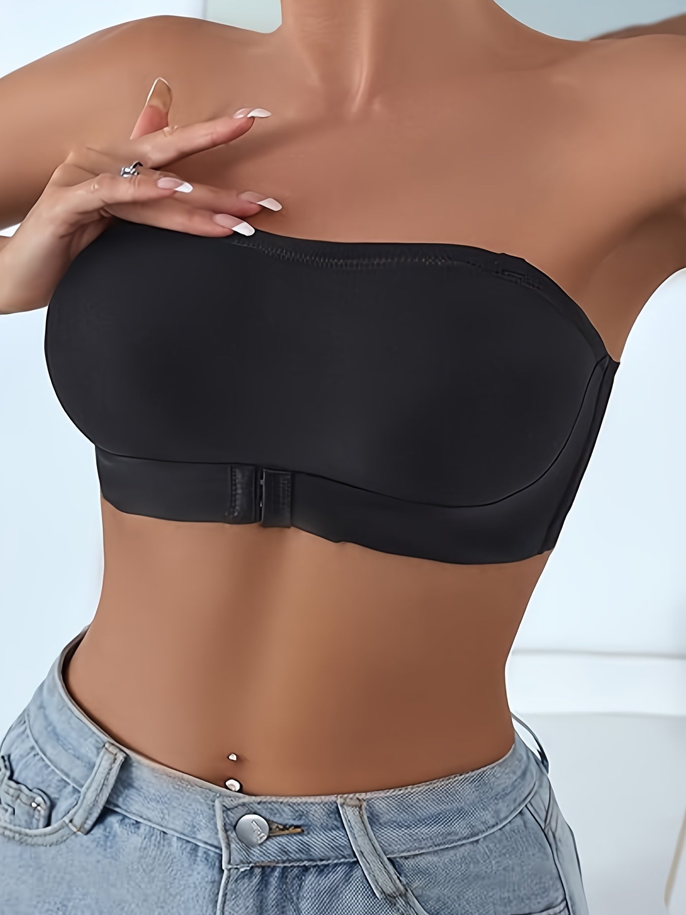 Seamless Strapless Bandeau Bra, Comfortable Non-Slip Design