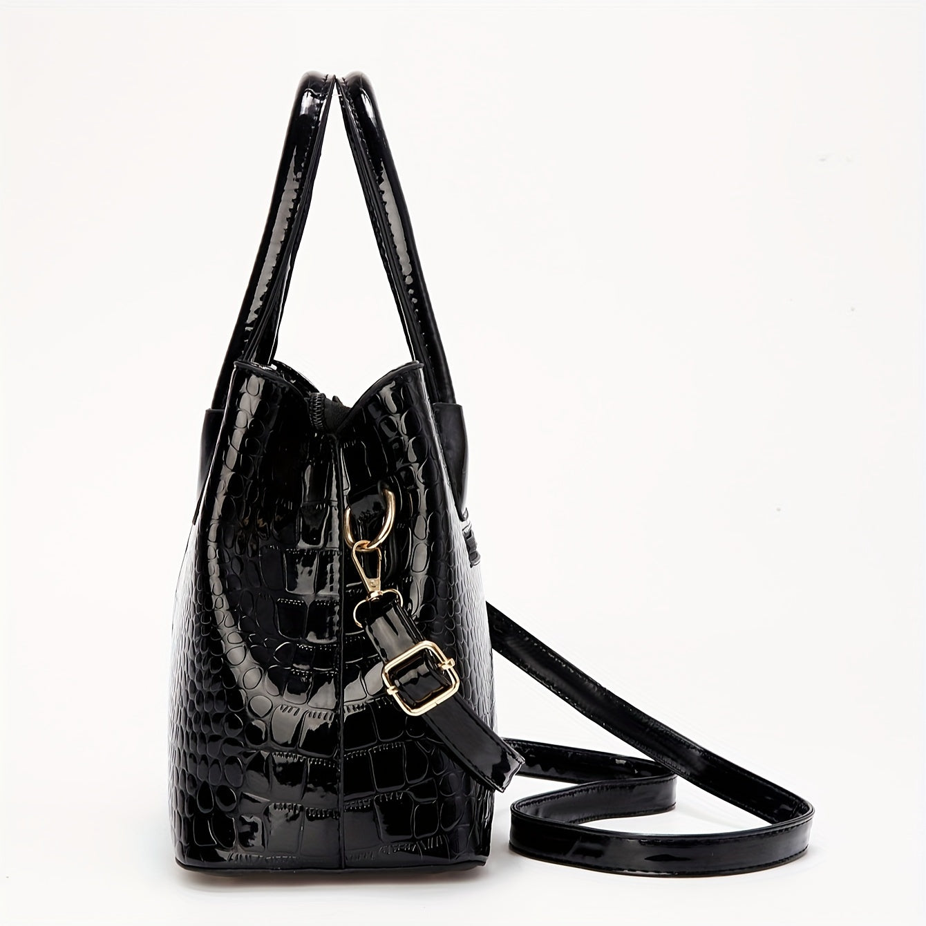 Elegant Crocodile Texture Tote Bag, Fashion PU Leather Shoulder Bag